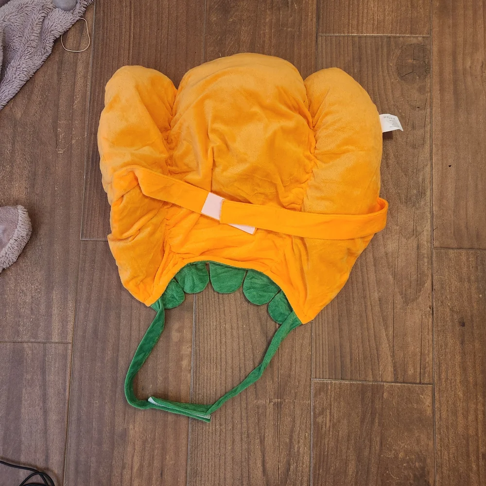 Pet Dog Halloween Costume Orange Pumpkin Adjustable Straps SZ L